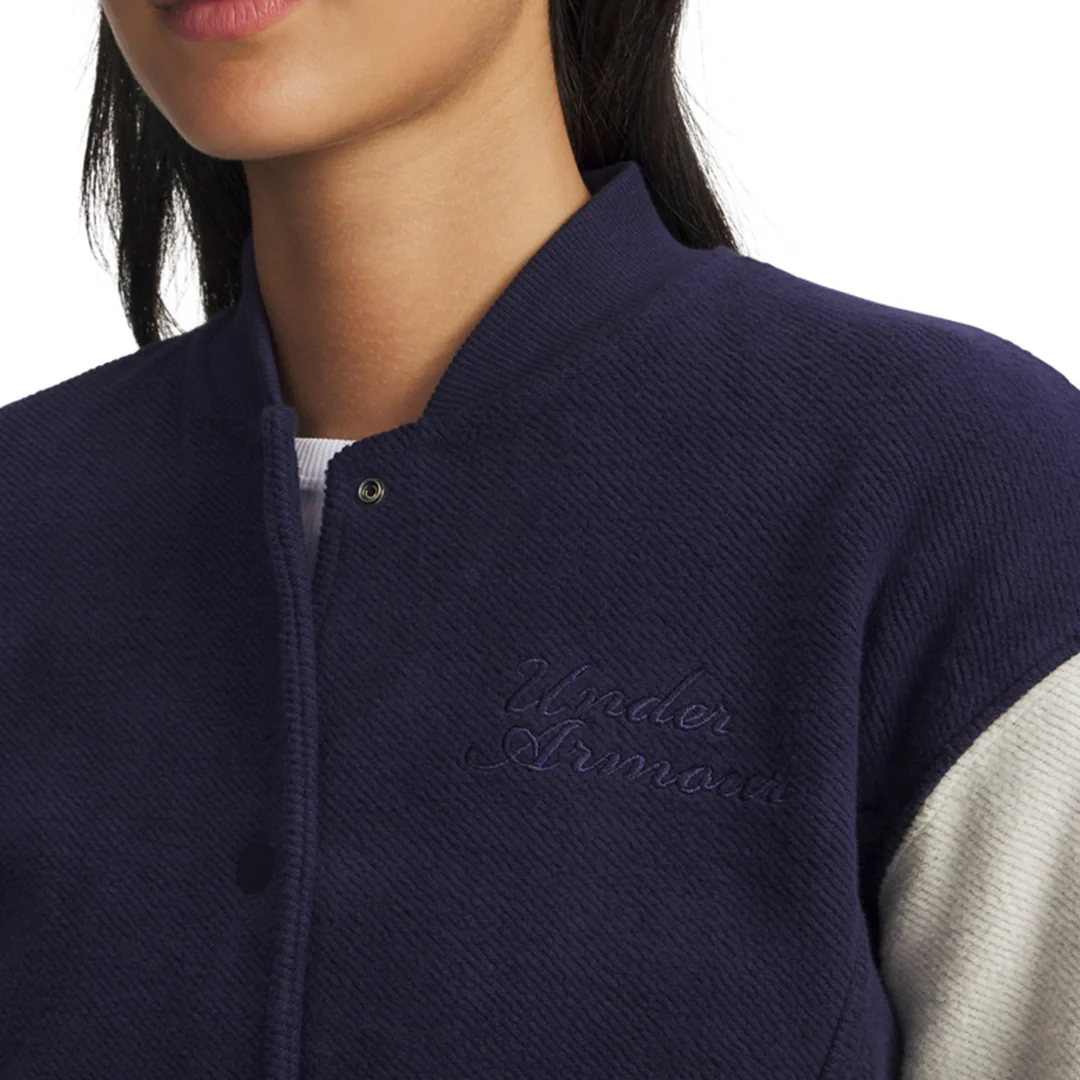 Under Armour Women Icon Terry Varsity Jacket | 6007032-410 - Image 3